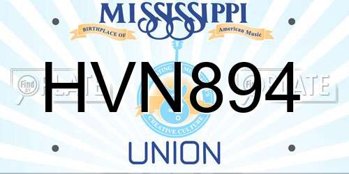 HVN894 Mississippi License Plate