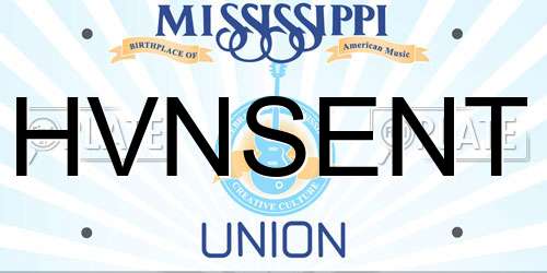 HVNSENT Mississippi License Plate