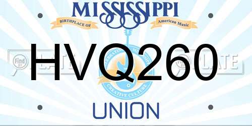 HVQ260 Mississippi License Plate
