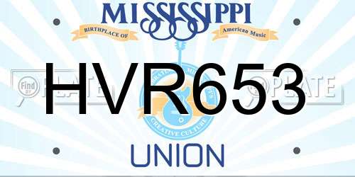 HVR653 Mississippi License Plate