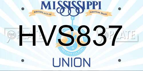 HVS837 Mississippi License Plate