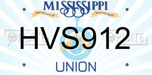 HVS912 Mississippi License Plate