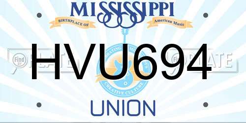 HVU694 Mississippi License Plate