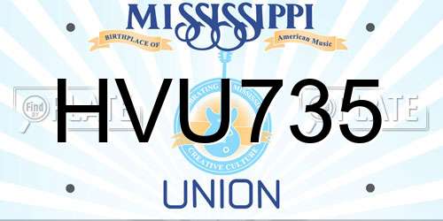 HVU735 Mississippi License Plate