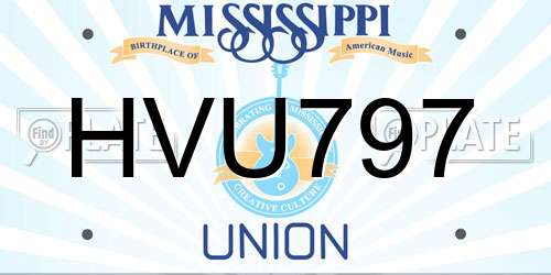 HVU797 Mississippi License Plate