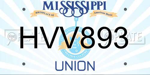 HVV893 Mississippi License Plate