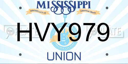 HVY979 Mississippi License Plate