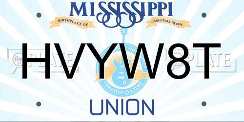 HVYW8T Mississippi License Plate