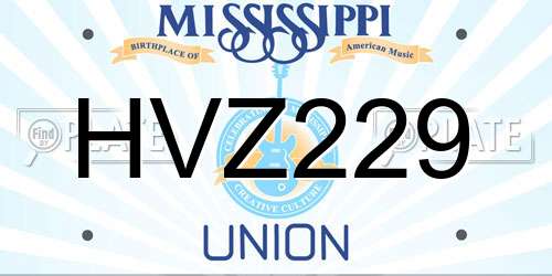 HVZ229 Mississippi License Plate