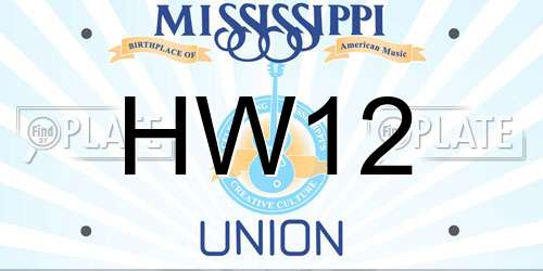 HW12 Mississippi License Plate