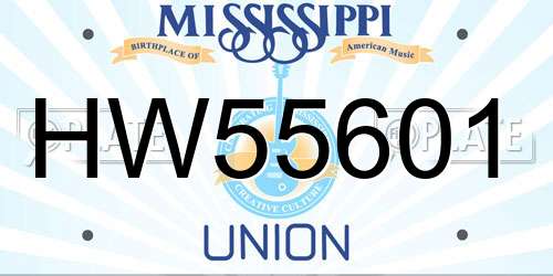 HW55601 Mississippi License Plate