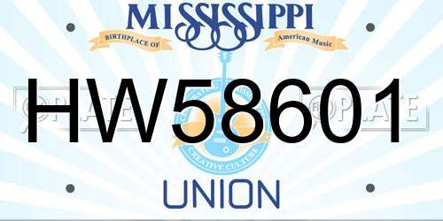 HW58601 Mississippi License Plate