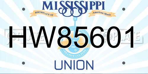 HW85601 Mississippi License Plate