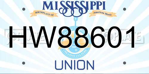 HW88601 Mississippi License Plate