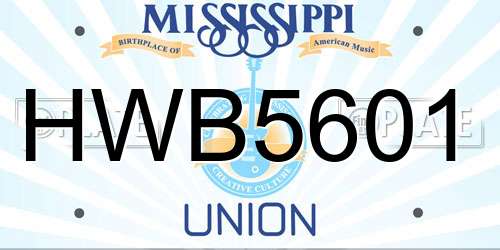HWB5601 Mississippi License Plate