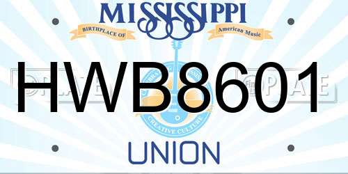 HWB8601 Mississippi License Plate