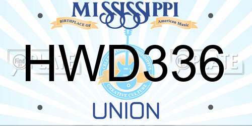 HWD336 Mississippi License Plate