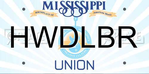 HWDLBR Mississippi License Plate