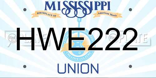 HWE222 Mississippi License Plate