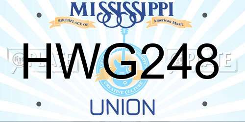 HWG248 Mississippi License Plate