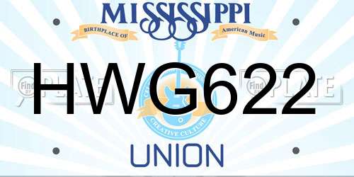 HWG622 Mississippi License Plate
