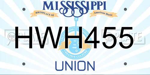 HWH455 Mississippi License Plate