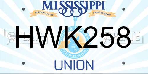 HWK258 Mississippi License Plate