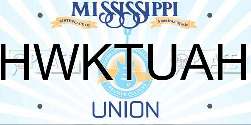 HWKTUAH Mississippi License Plate