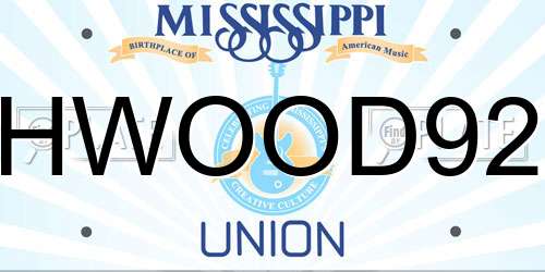 HWOOD92 Mississippi License Plate