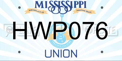 HWP076 Mississippi License Plate