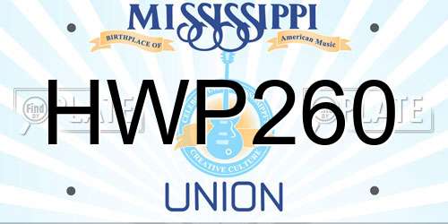 HWP260 Mississippi License Plate