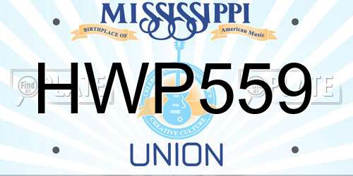 HWP559 Mississippi License Plate