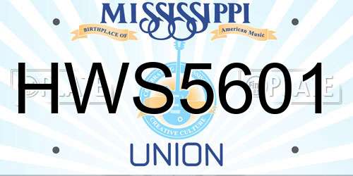 HWS5601 Mississippi License Plate