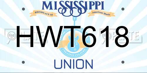 HWT618 Mississippi License Plate