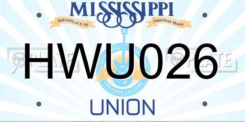 HWU026 Mississippi License Plate