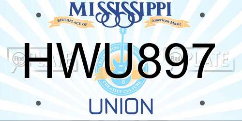 HWU897 Mississippi License Plate