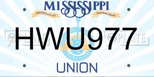 HWU977 Mississippi License Plate