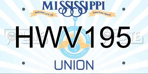 HWV195 Mississippi License Plate