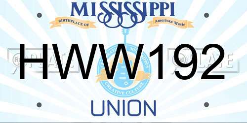 HWW192 Mississippi License Plate