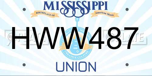 HWW487 Mississippi License Plate