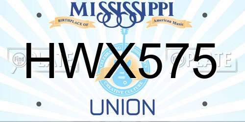 HWX575 Mississippi License Plate