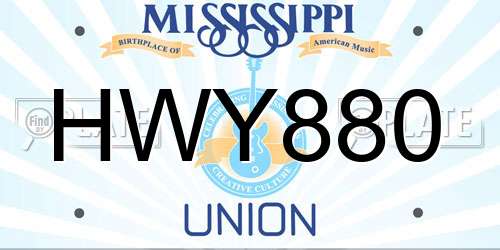 HWY880 Mississippi License Plate