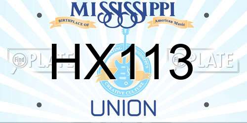 HX113 Mississippi License Plate