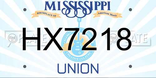 HX7218 Mississippi License Plate