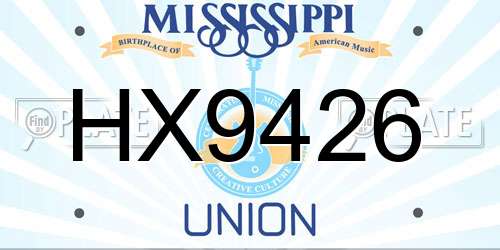 HX9426 Mississippi License Plate