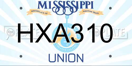 HXA310 Mississippi License Plate
