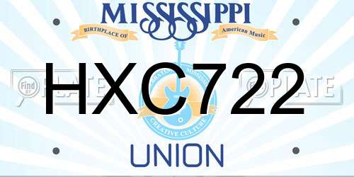 HXC722 Mississippi License Plate