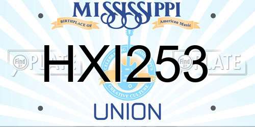 HXI253 Mississippi License Plate