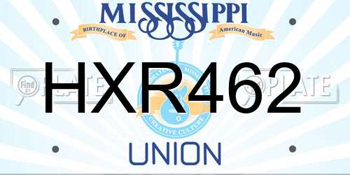 HXR462 Mississippi License Plate