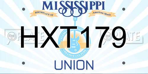 HXT179 Mississippi License Plate